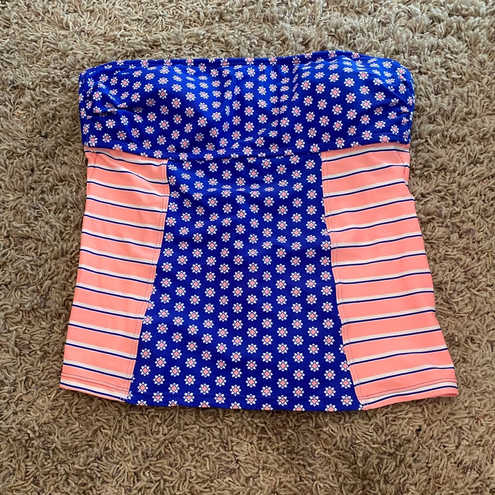 Orange and blue tankini top